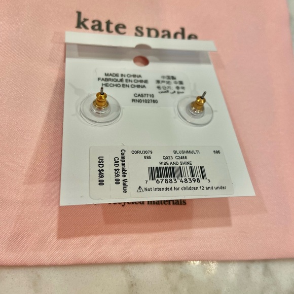 NWT! Authentic ♠️ kate spade earrings. Golden rose & blush pearl + Gift wrap! - Picture 14 of 16
